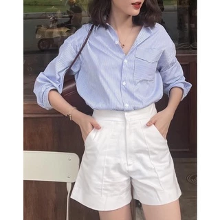 Sơmi sọc xanh tay dài Ellyclothing