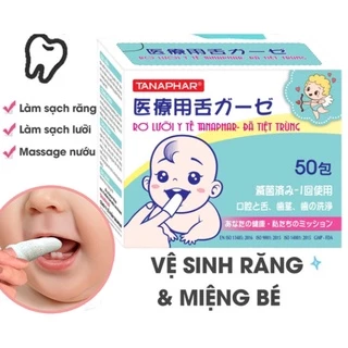 Gạc vải rơ lưỡi  tiệt trùng Tanaphar cho Bé - Vệ sinh răng miệng Nướu Tana - SGP