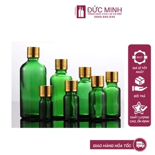 Lọ đựng tinh dầu thủy tinh màu xanh nắp nhôm vàng 5ml/10ml/15ml/20ml/30ml/50ml/100ml [Giá sỉ/lẻ]