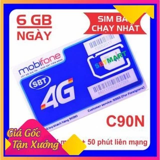 [Miễn phí tháng đầu] SIM 4G MOBIFONE GÓI C90N DATA 180 GB/THÁNG + 1000 phút gọi nội mạng + 50 phút liên mạng