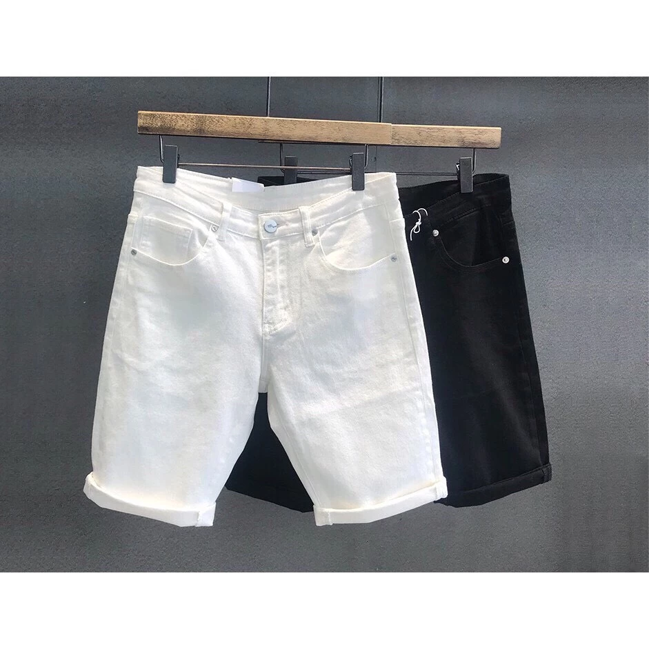 [Sạch Sẽ - Trẻ Trung Sang Trọng] Quần Trắng Đen Dáng Body Nam Quần Short Jean Nam Co giãn SHORT Jean Trơn Rách QSJN