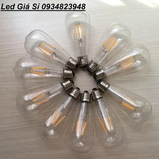 Bộ 10 Đèn Led Giả Dây Tóc Edison ST64 4W, Ánh Sáng Vàng, Đèn Led Dây Tóc Decor Vintage, Trang Trí Nhà Cửa, Ngoài Trời