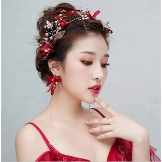 Bộ cài đỏ kèm bông tai Gía chỉ 120k