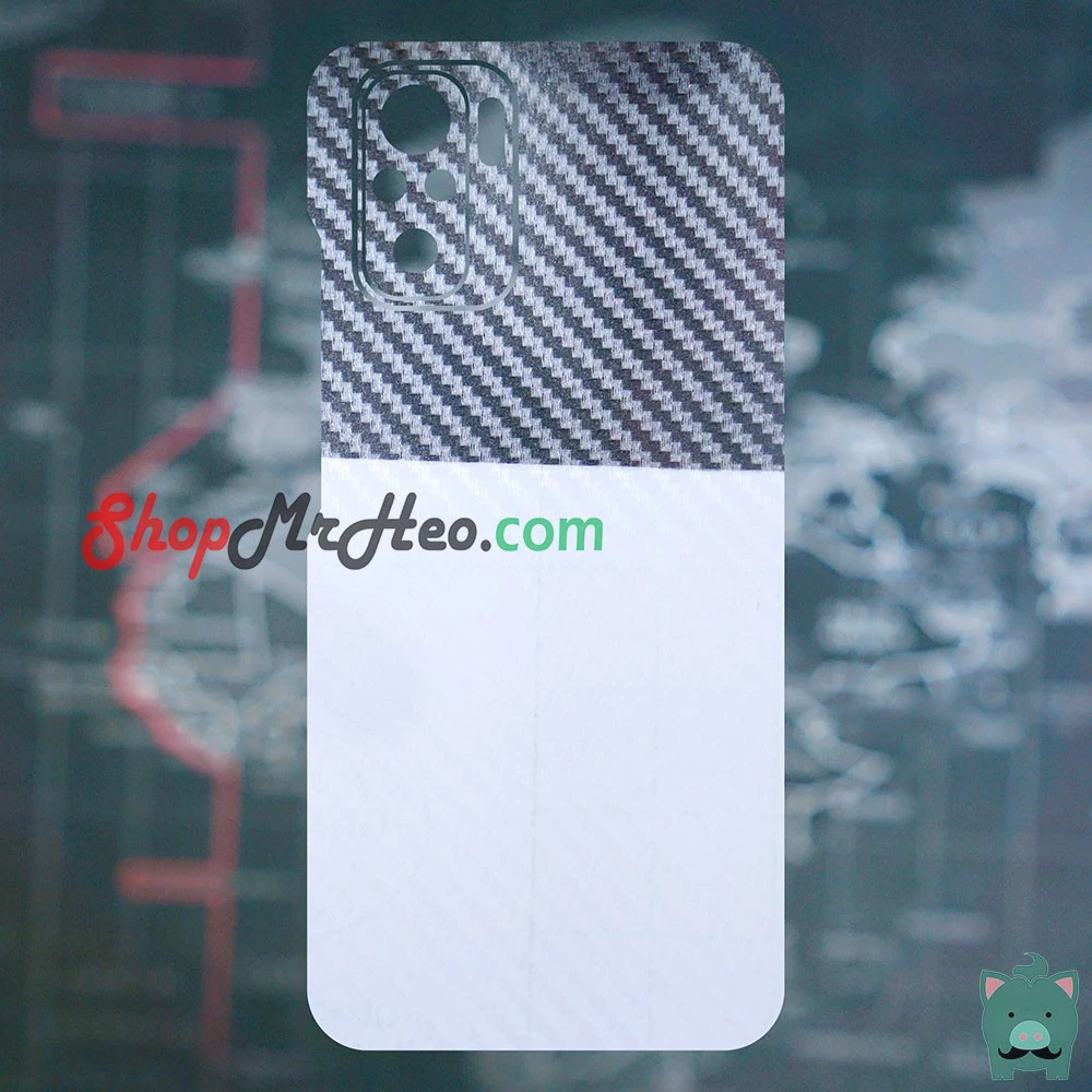 Skin Dán Mặt Sau Lưng Vân 3D Xiaomi Redmi Note 10 - Redmi Note 10 Pro - Carbon, Hình hộp, Nhám, Vân Da