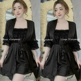 Set váy ngủ sexy và áo choàng siêu xinh, đầm ngủ sexy kèm áo choàng mặc ngủ gợi cảm - Linqu Sleepwear