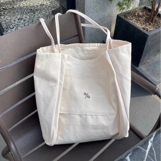 [Ảnh thật] Túi Tote/Túi Đeo Vai Vải Canvas PERCENTAGE - Couleurbag