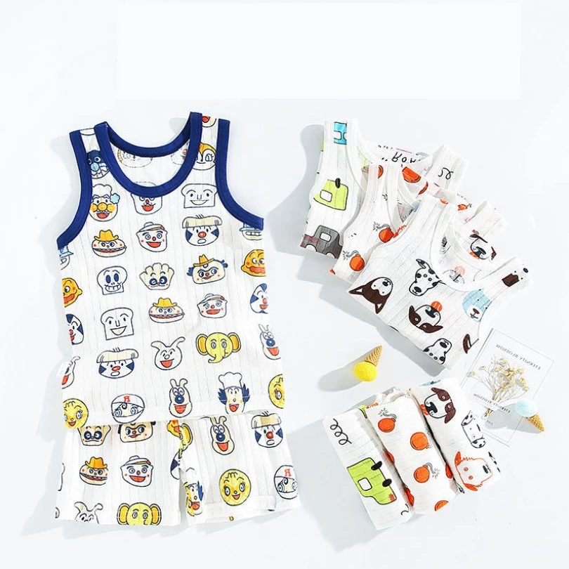Bộ Ba Lỗ [FREESHIP] Bộ Cotton Giấy Nhiều Hình Xinh Xắn Cực Thoáng Mát Cho Bé Trai Bé Gái