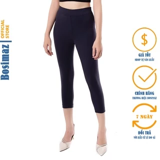 Quần Legging Nữ Bosimaz MS312 lửng không túi màu xanh navy, thun co giãn 4 chiều, vải đẹp dày.