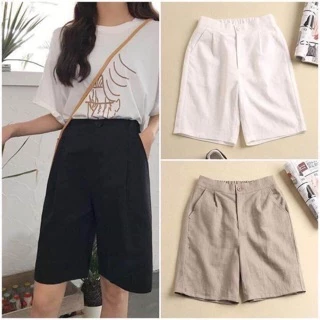 Quần short dài chất liệu đũi linen