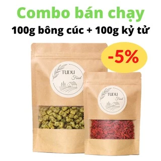 Combo Trà Hoa Cúc 100g Kỷ Tử 100g Tudu Food Loại 1 Chất Lượng Tốt Đóng Túi Zip Giấy Thực Phẩm