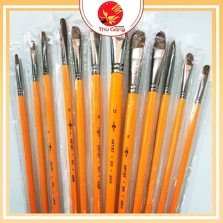 [sale] Bút lông bộ từ số 1-Số 12 Cọ xịn, lông nâu, cán vàng