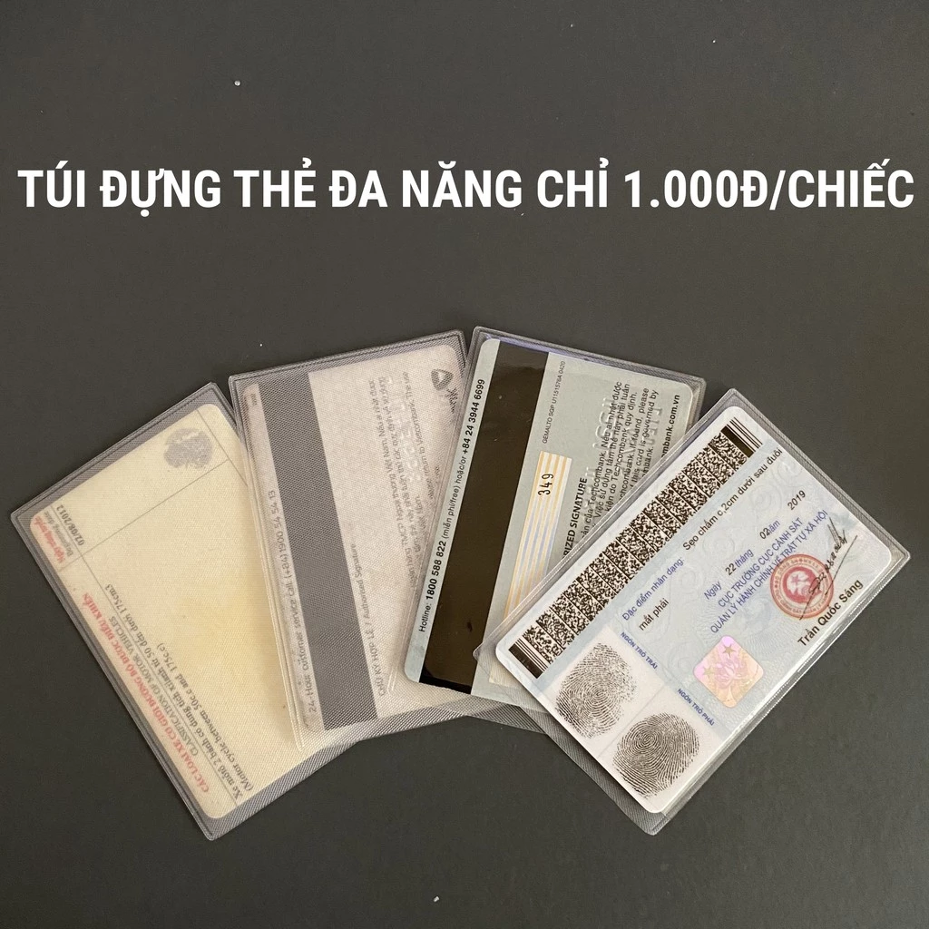 Combo 10 cái túi đựng Căn Cước Công Dưng, Bằng Lái xe, Chứng Minh, ATM, Card Visit, CMT, CCCD, CMND, BHYT