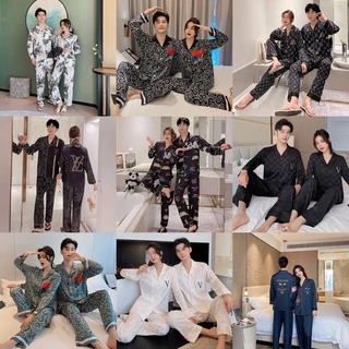 Bộ Pyjama dài tay Bigbang Luxury nam nữ Lụa Satin Mềm Mại Dành Cho Các Cặp Đôi Chất Siêu Đẹp Hàng QC cao cấp
