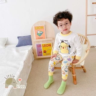 Bộ đồ bé trai/ bé gái Cotton xuất Nhật dài tay _ Pika vàng