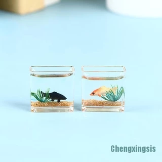 Mô hình bể cá vàng mini resin thủy tinh DIY trong suốt dành cho trang trí nhà búp bê