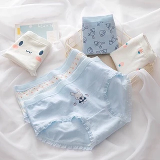 Quần lót nữ cotton viền ren hoạ tiết gấu xanh dễ thương 8015