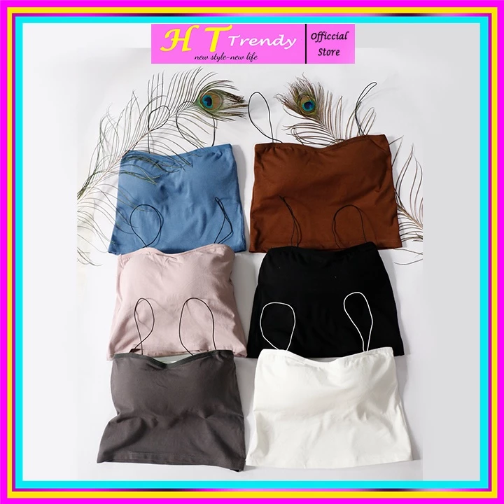 Áo 2 Dây Sợi Bún Có Đệm Ngực Aó Hai dây sợi mảnh Croptop 2 dây áo 2S có mút ngực Dáng Ôm body Thun Cotton_HT trendy