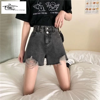 Quần Short Denim Lưng Cao Ống Rộng Phong Cách Hàn Quốc Dành Cho Nữ