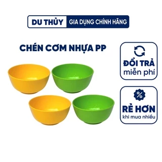 Chén nhựa ăn cơm màu xanh, màu vàng kích thước 11,3 x 5,5 cm, nhựa dẻo không bể vỡ, giá rẻ của gia dụng Du Thủy