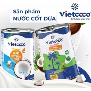 Nước cốt dừa  Vietcoco đóng lon dung tích 400 ml, 160ml  -nấu ăn , làm bánh