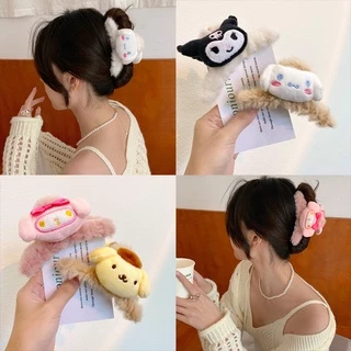 SANRIO Kẹp Tóc Càng Cua Cỡ Lớn Hình My Melody Kuromi Nhồi Bông Dễ Thương Thời Trang Thu Đông Cho Nữ