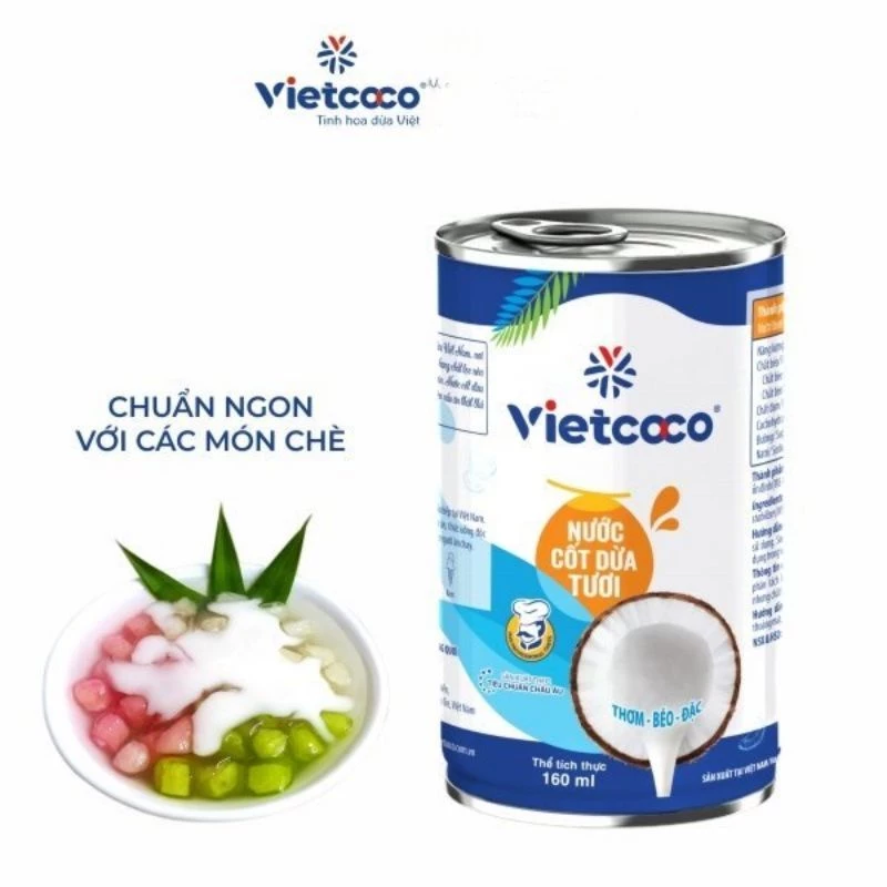 Nước cốt dừa tươi đặc béo vietcoco(lon 160 ml)