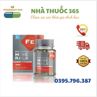 Thực phẩm bảo vệ sức khỏe Essential Minerals Iron Siberian, viên uống bổ sung sắt hữu cơ – 60 viên – Date T3/2024