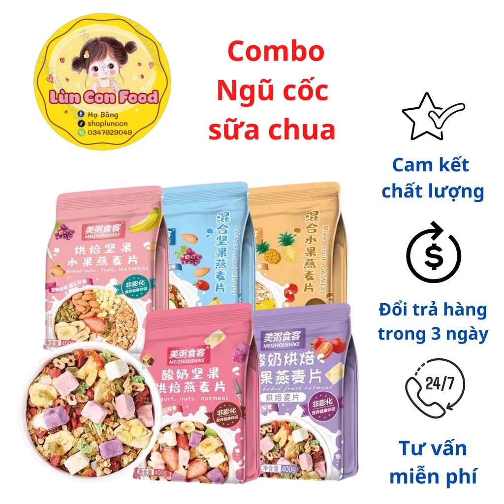 ngũ cốc giảm cân ❤freeship❤ combo 2 gói ngũ cốc sữa chua - Lùn Con Food