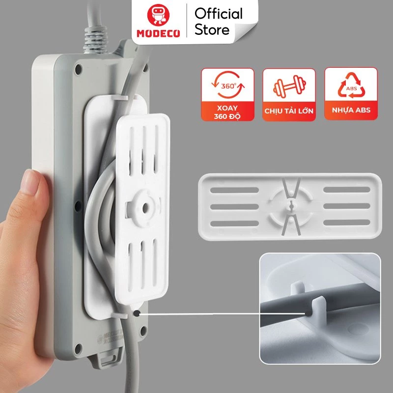 Miếng Dán Tường Treo Ổ Điện, Router Wifi, Xoay 360 Độ Tiện Lợi - Keo Siêu Dính - Nhựa ABS Cao Cấp - Modeco