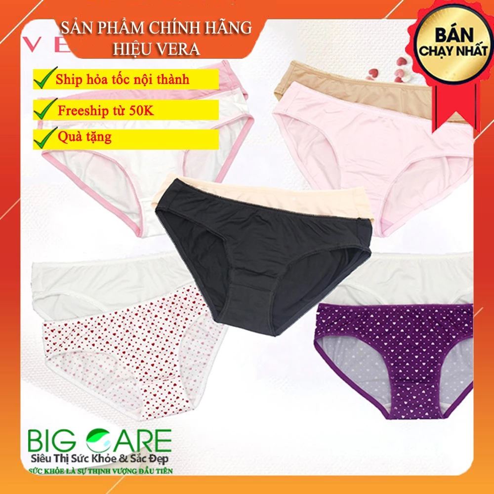 [Hiệu Vera Sale Sốc] SET 2 Quần Lót Nữ Chính Hãng Hàng Hiệu Vera Chất Thun Lạnh Nhẹ Mát Rẻ Đẹp Sexy Có BigSize S,M,L,2L