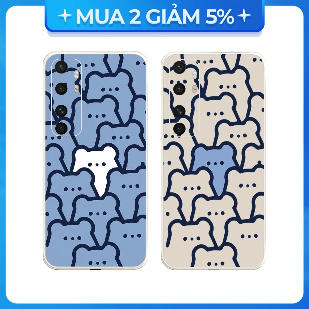 Ốp lưng cạnh vuông Xiaomi Redmi Not 9/Redmi 9A/Poco X3/...viền bảo vệ camera hình Icon Gấu