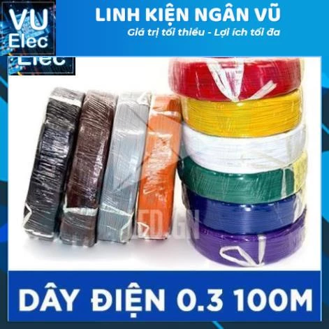 [Có hoá đơn]100 Mét Dây Điện Đồng Đơn LUCKYSUN 0.3 - 0.5 Lõi Đồng Các Mầu, Dây Điện 0.3MM - 0.5MM