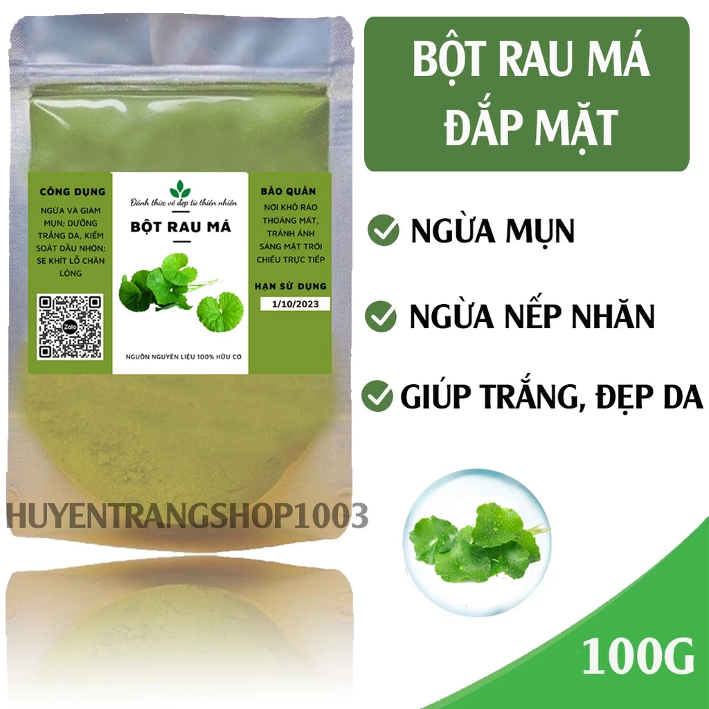 100GRAM Bột Rau Má Nguyên Chất Đắp Mặt Nạ Ngăn Ngừa Mụn & Làm Dịu Vết Mụn Viêm bảo đảm VSATTP