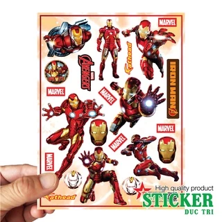 Bộ Sticker IRONMAN, Miếng dán được cắt sẳn có màng bảo vệ chống nước chống trầy.