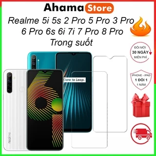 Kính cường lực Realme 5i 5s 2 Pro 5 Pro 3 Pro 6 Pro 6s 6i 7i 7 Pro 8 Pro Trong suốt không full màn hình [THT]