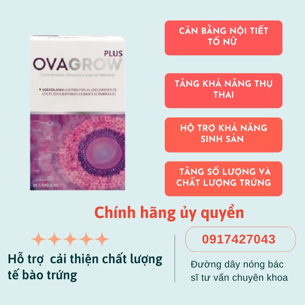 Thực phẩm hỗ trợ OVAGROW PLUS giúp cải thiện chất lượng tế bào trứng - hộp 30 viên