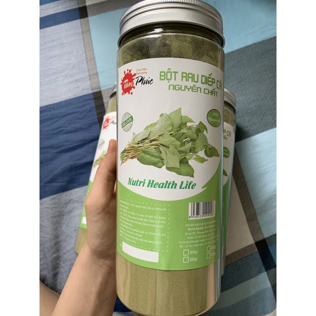 Bột rau diếp cá sấy lạnh nguyên chất (hộp 500g), dùng uống, đắp mặt, cho người táo bón, mụn nhọt