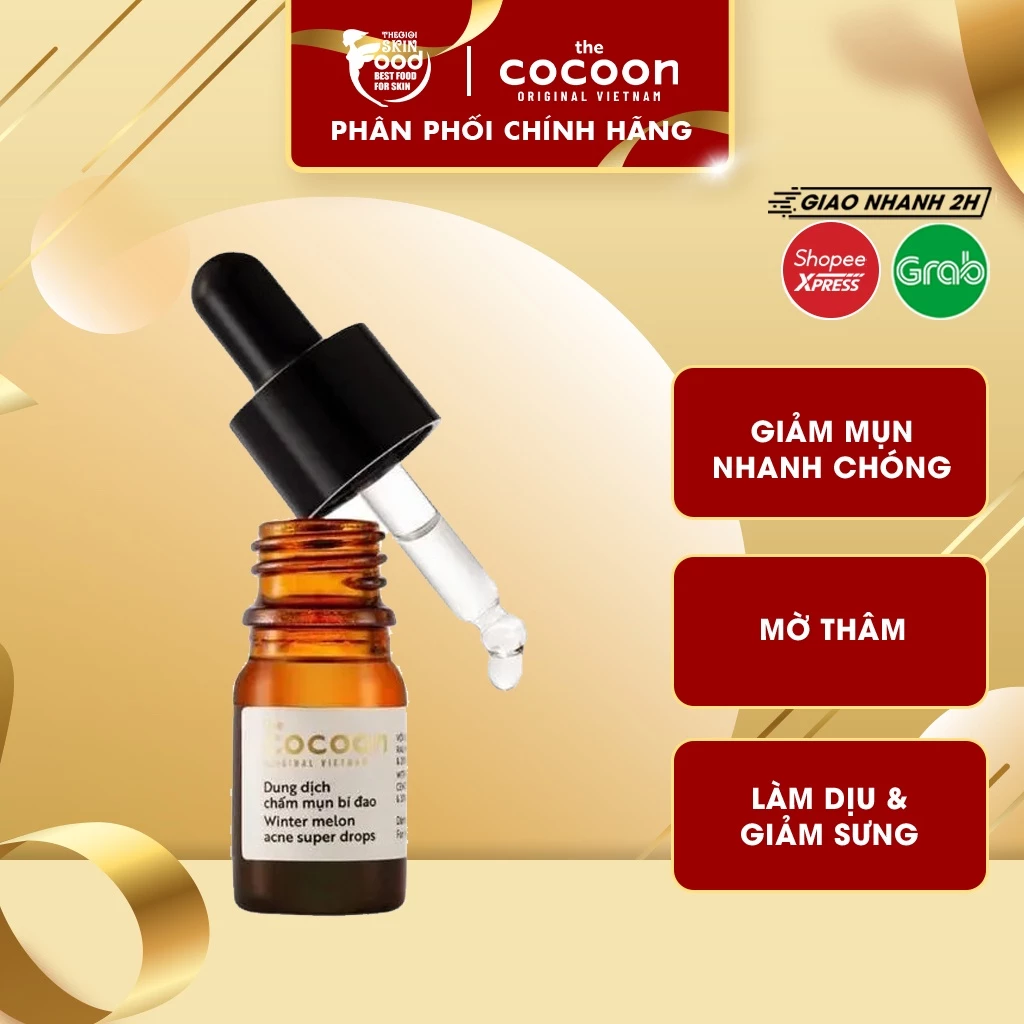 Dung Dịch Chấm Mụn, Hỗ Trợ Giảm Mụn Chiết Xuất Bí Đao The Cocoon Winter Melon Acne Super Drops 5ml