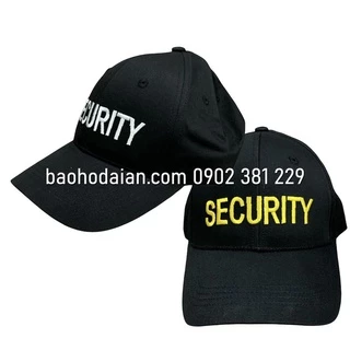 Mũ bảo vệ, vệ sĩ màu đen thêu logo Security - logo 2 màu lựa chọn