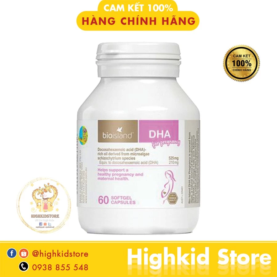 Vitamin bổ sung DHA cho bầu bioisland - Biousland DHA for Pregnancy 60 viên mẫu mới 2021