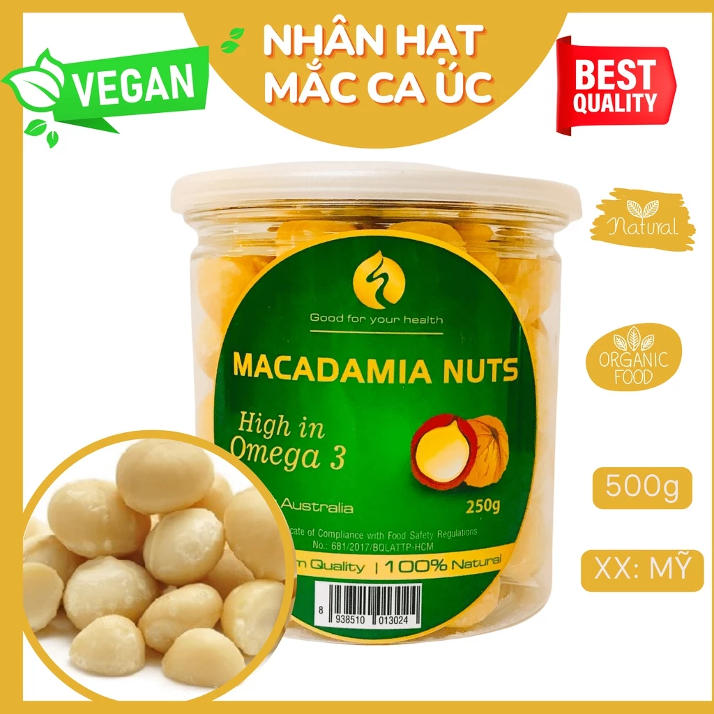 Hạt Mắc Ca Úc (Macadamia) tách vỏ đã nướng Hũ 250g