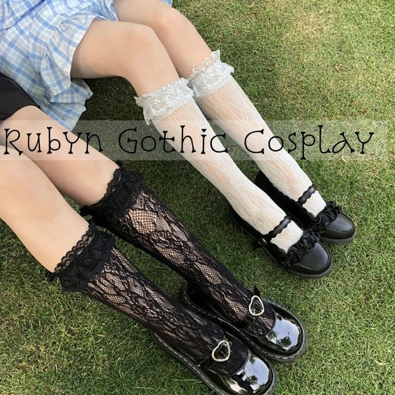 🍁 Tất lolita bắp chân mang giày lolita phong cách cosplay siêu xinh ren01