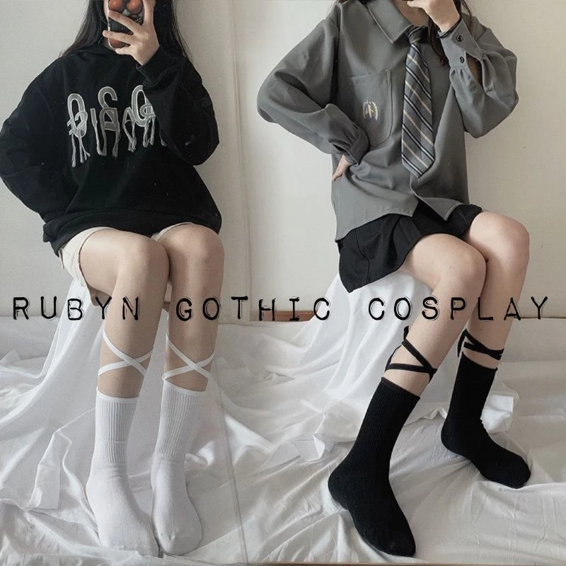 🍁 Tất cổ cao cột dây chéo phong cách lolita gothic ( hàng quảng châu )