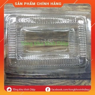 Combo 100 hộp nhựa hình chữ nhật nhỏ dùng 1 lần đựng bánh đồ ăn - H21