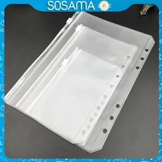 Bìa sổ còng binder SOSAMA bìa còng 6 lỗ A5 A6 kiêm túi đựng có khóa kéo SN-001337