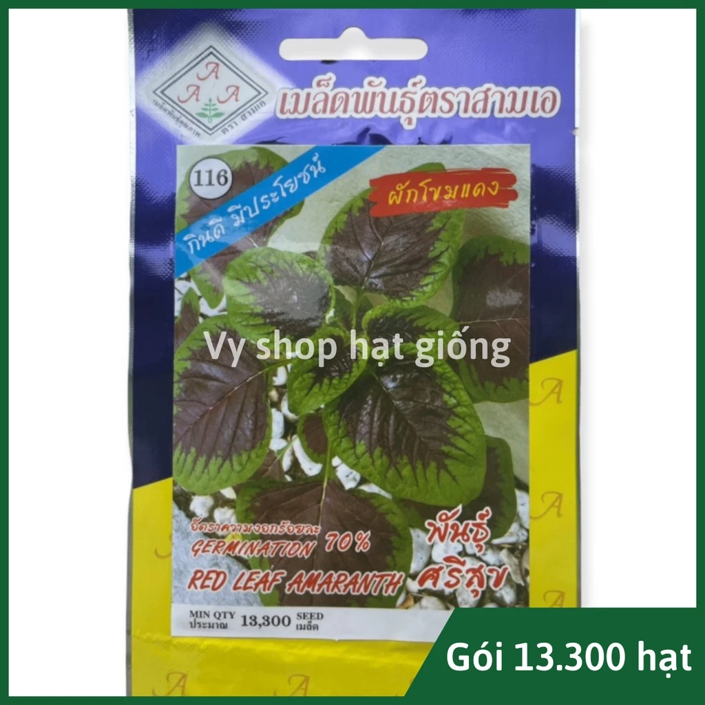 Hạt giống rau dền tía (dền khoang) lá to Thái Lan gói 13.300 hạt