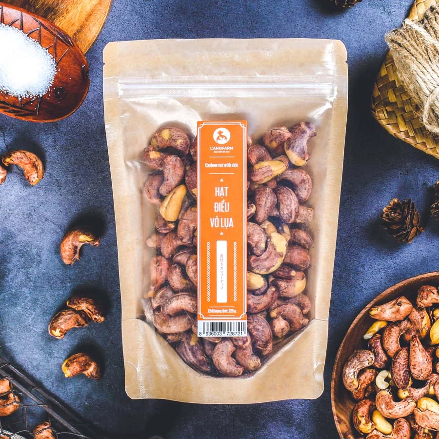 Hạt điều vỏ lụa Langfarm - Hạt điều Bình Phước loại 1, thơm béo, dinh dưỡng, healthy