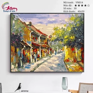 Tranh tô màu theo số Gam Phong cảnh Phố cổ Hội An căng khung 40x50cm VN014