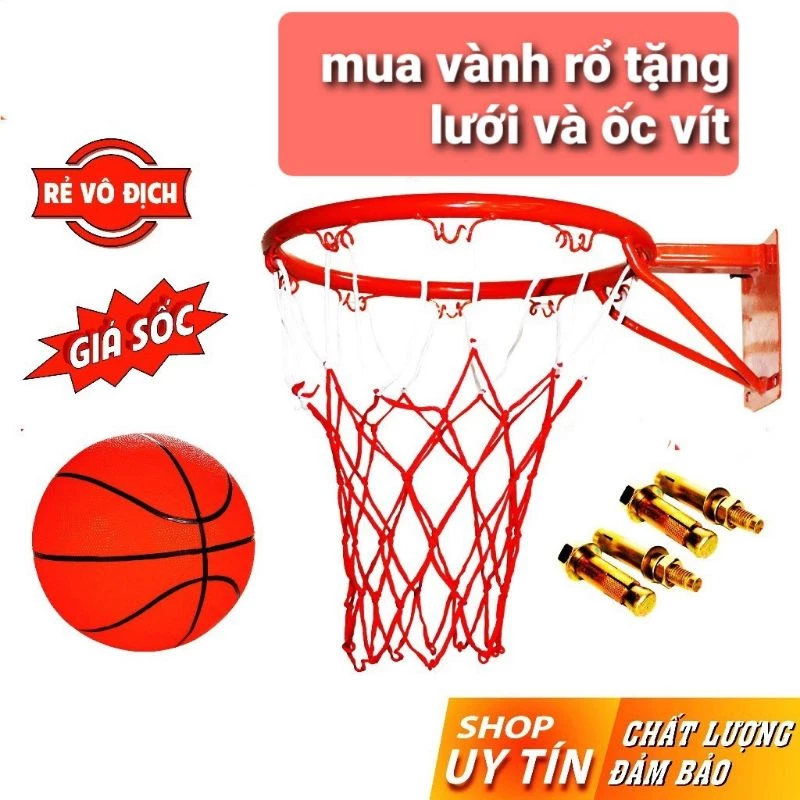 Vành bóng rổ,khung bóng rổ (30,35,40cm) tặng lưới.  Bóng rổ (size 3,5,6,7) tặng kim bơm- màu ngẫu nhiên