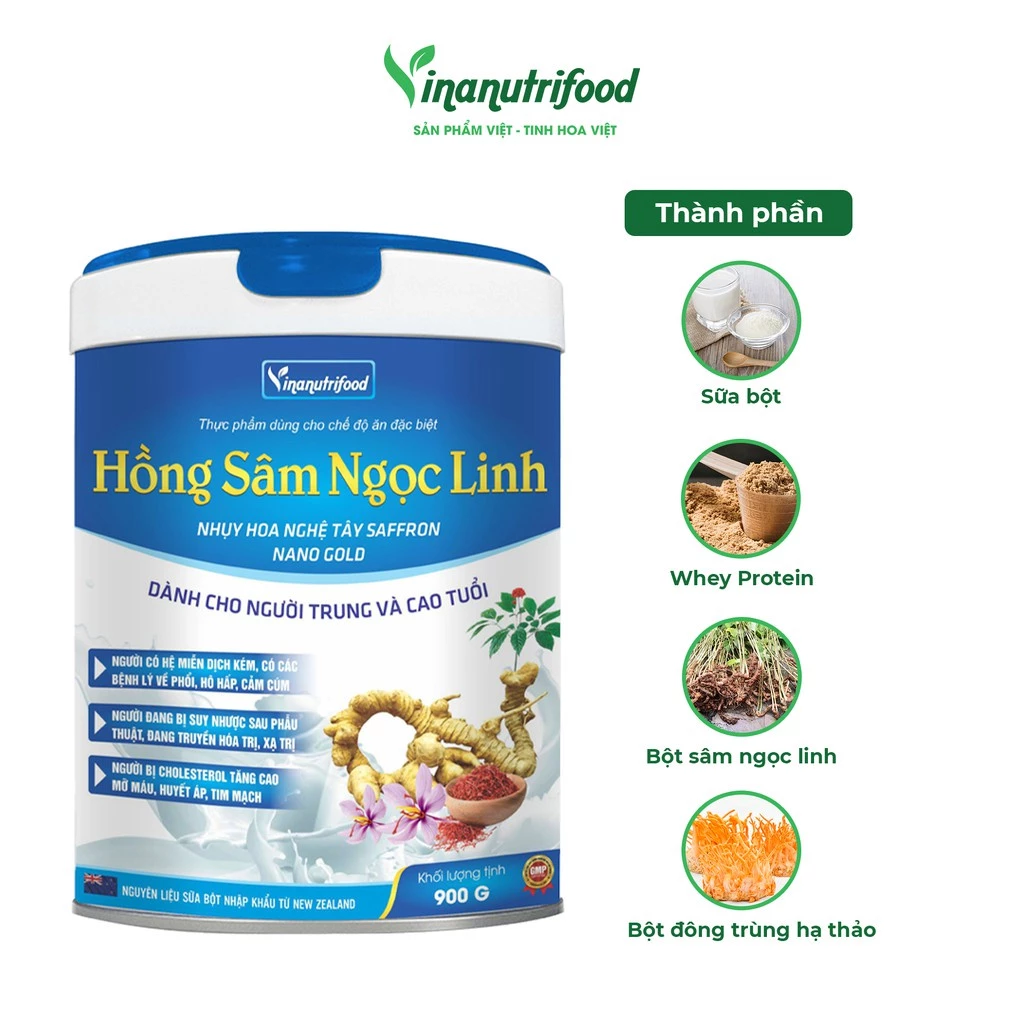 Sữa hồng sâm Ngọc Linh Vinanutrifood dành cho người ốm, sức khỏe yếu, tăng cường sức đề kháng 900g